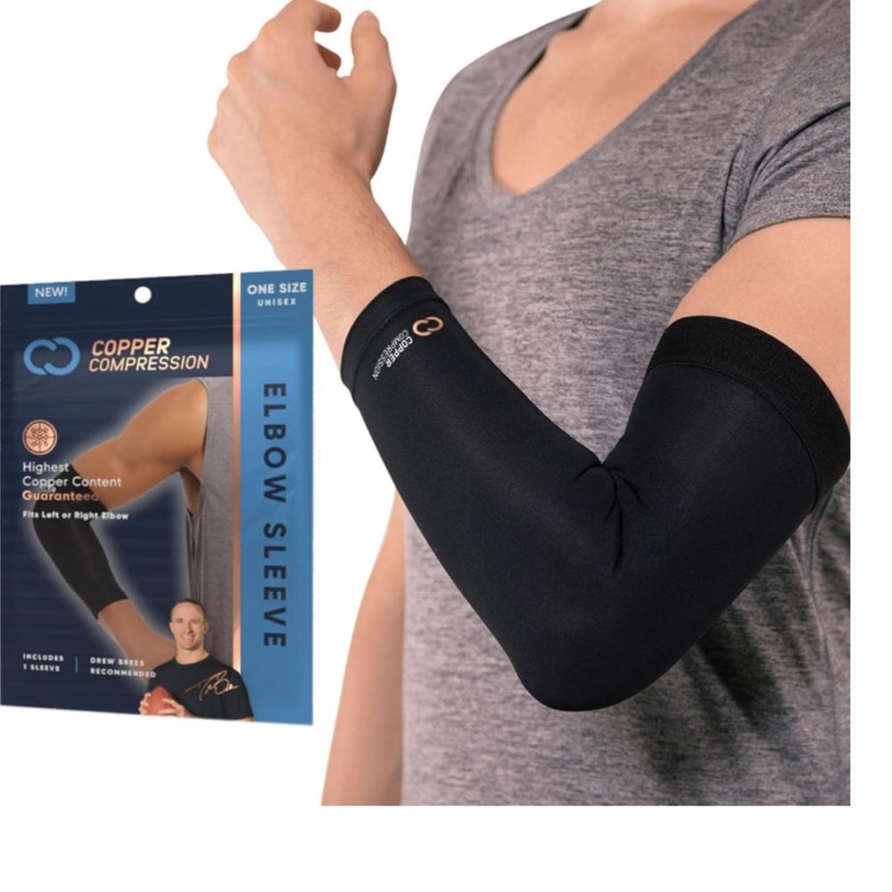 Copper Compression Elbow Sleeve -‎ for Tennis & Golfer Elbow,Black - L